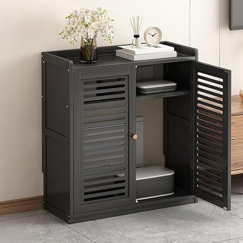 WiFi Router Aufbewahrungsbox, Jalousien Dekoration, Steckdosenleiste und Kabelmanagement-Organizer, Freistehender Schrank-Organizer für Zuhause und Büro(Black,59x25x67cm/23x10x26.4in) von ZYZSY