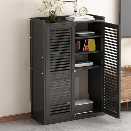 WiFi Router Aufbewahrungsbox, Jalousien Dekoration, Steckdosenleiste und Kabelmanagement-Organizer, Freistehender Schrank-Organizer für Zuhause und Büro(Black,59x25x97cm/23x10x38 in) von ZYZSY