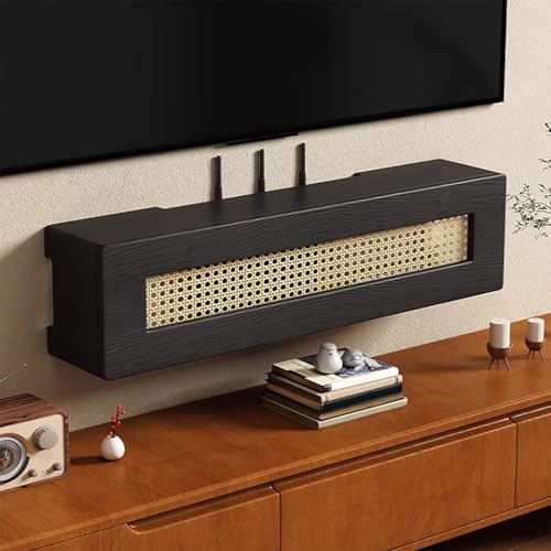 WiFi Router Aufbewahrungsbox Regal, Wandhalterung Kabel Organizer, kreative dekorative schwimmende Rack, Freistehender Schrank-Organizer für Zuhause und Büro(Black,100 * 20 * 20cm/39 * 7.9 * 7.9in) von ZYZSY