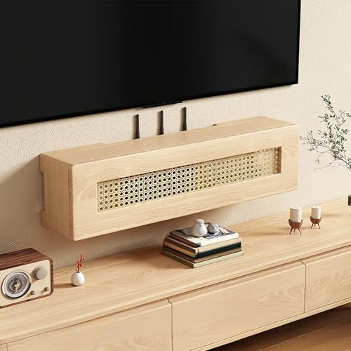 WiFi Router Aufbewahrungsbox Regal, Wandhalterung Kabel Organizer, kreative dekorative schwimmende Rack, Freistehender Schrank-Organizer für Zuhause und Büro(Wood,100 * 20 * 20cm/39 * 7.9 * 7.9in) von ZYZSY