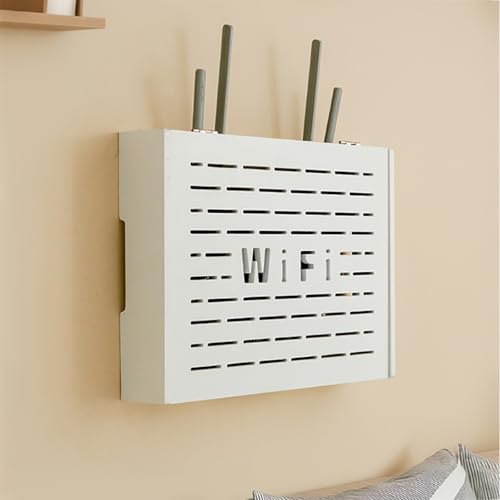 WiFi Router Aufbewahrungsbox Schweberegale Set-Top-Box, Kabel Verstecken Wand um den Router Ihren Kabelsalat in Stilvolleren Art und Weise zu Verstecken für Wohnzimmer(White3,41x7.3x30cm/16x3x12in) von ZYZSY