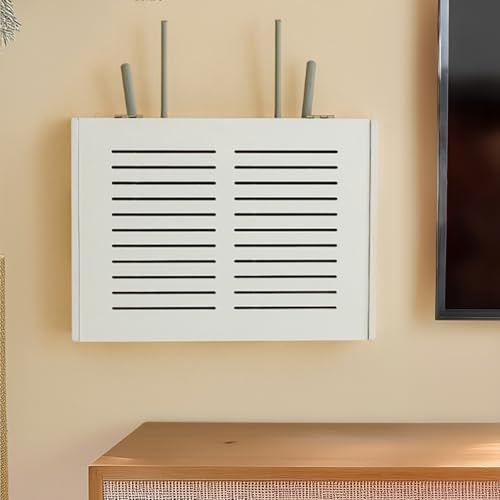 WiFi Router Aufbewahrungsbox Schweberegale Set-Top-Box, Kabel Verstecken Wand um den Router Ihren Kabelsalat in Stilvolleren Art und Weise zu Verstecken für Wohnzimmer(White4,36x7.3x28cm/14x3x11in) von ZYZSY
