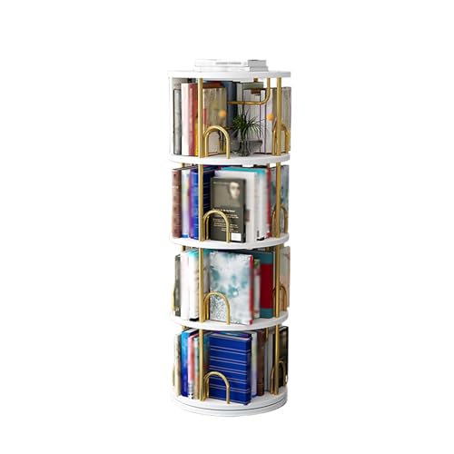 ZYZSY Drehbares 360° Bücherregal, Zuhause Hochdichtes Bücherregal, Bücherregal für kleinen Raum, bodenstehendes Aufbewahrungsregal, das in Schlafzimmern(Color:White,Size:45x131cm/18x52in) von ZYZSY