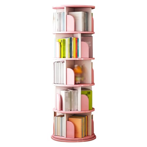 ZYZSY Drehbares Bücherregal, Bodenstehende Bücherregale, Bücherregal für kleinen Raum, Lagerregal für Kinder und Erwachsene, für Kinderzimmer, Spielzimmer(Color:Pink) von ZYZSY