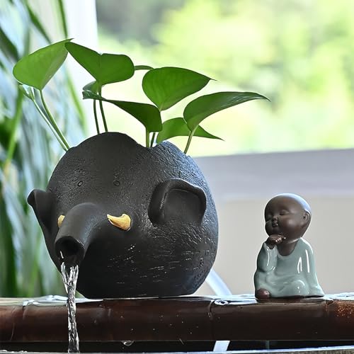 ZYZSY Gartenbrunnen Im Freien Wasserspeier Für Teich Wasserspiel, Einzelfigur Teichfigur Gartenstatue, für Gartenteiche, Terrassen - Balkone - Maritime Deko(Black) von ZYZSY