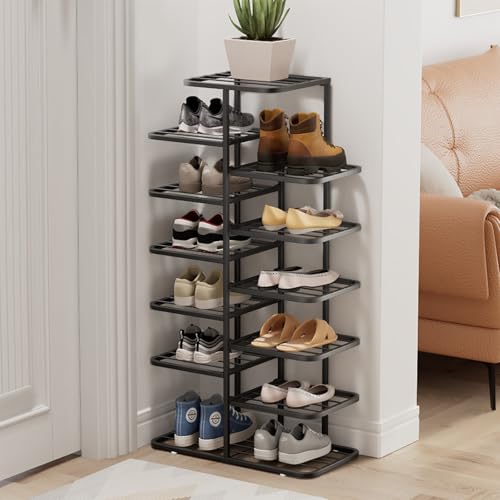 ZYZSY Schuhregal schmal hoch, Moderner Schuhschrank aus Pflegeleichtem Metall Montiert, Schuhe platzsparend Schuhständer für Flur, Eingangsbereich(Black,93cm/36in) von ZYZSY