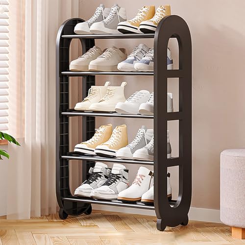 ZYZSY Schuhschrank, Schuhregal mit offenen Fächern, Schuhschränke aus Pflegeleichtem Metall Montiert, für Eingang, Schlafzimmer, Flur, Flurschrank(Black,45 * 78cm/18 * 31in) von ZYZSY