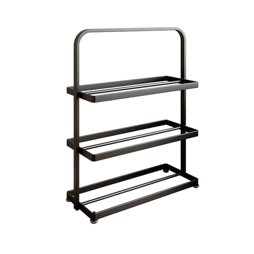 ZYZSY Schuhschrank Metall Schuhregal Schmal Hoch, Moderner Schuhschrank Platzsparend & Robust, Schuhregal mit offenen Fächern, für Eingang, Schlafzimmer, Flur(Black,65 * 56cm/25.6 * 22in) von ZYZSY