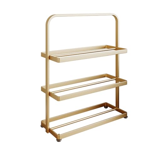 ZYZSY Schuhschrank Metall Schuhregal Schmal Hoch, Moderner Schuhschrank Platzsparend & Robust, Schuhregal mit offenen Fächern, für Eingang, Schlafzimmer, Flur(Gold,65 * 56cm/25.6 * 22in) von ZYZSY