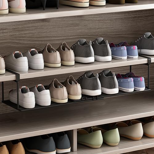 ZYZSY Schuhschrank im Industriestil, Schuhkommode verstellbar, Moderner Schuhschrank Platzsparend & Robust, Schuhe platzsparend Schuhständer für Flur, Eingangsbereich(Black,(30-60cm)/12-24in) von ZYZSY