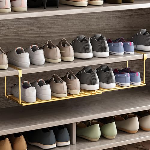 ZYZSY Schuhschrank im Industriestil, Schuhkommode verstellbar, Moderner Schuhschrank Platzsparend & Robust, Schuhe platzsparend Schuhständer für Flur, Eingangsbereich(Gold,(40-80cm)/16-31in) von ZYZSY