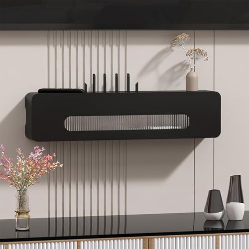 ZYZSY WLAN-Router-Aufbewahrungsschrank, Kabel Verstecken Wand Router Regal um samt Kabelsalat in Stilvolleren Art und Weise zu Verstecke(Black,60 * 13 * 20cm/24 * 5 * 8in) von ZYZSY