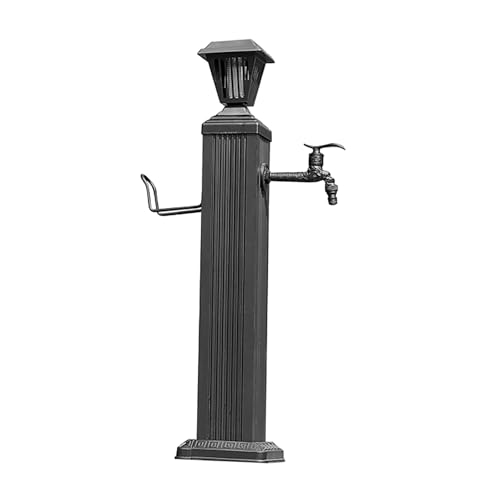 ZYZSY Wassersäule Garten mit Solarlicht, Frostsicherer 304 Edelstahl Wasserzapfsäule Garten, Wasserverteiler mit Schlauchhalter, zum Gießen/Bewässern/Waschen(14 * 114cm/5 * 44.9in) von ZYZSY
