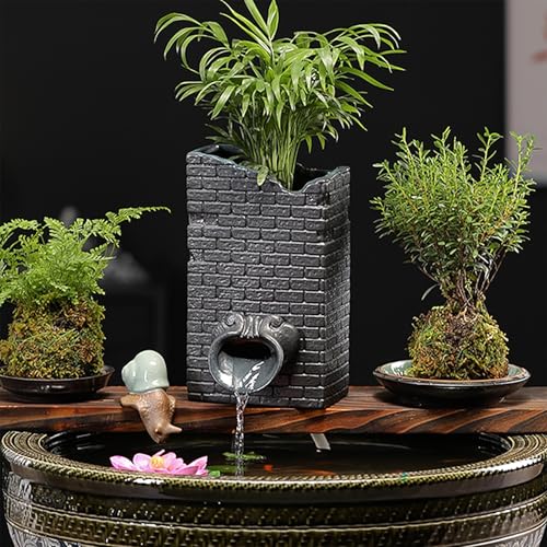 ZYZSY Wasserspeier Gargoyle für Miniteich, Wasserspiel Garten Deko, Gartenskulptur Innenwasserbrunnen, Maritime Deko für Garten, Terrasse und Balkon(Black,12 * 12.5 * 21.5cm/4.7 * 5 * 9in) von ZYZSY