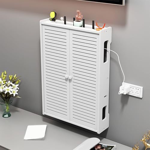 ZYZSY WiFi Router Aufbewahrungsbox, Wandmontiertes TV-Regal, Wand um den Router Ihren Kabelsalat in Stilvolleren Art und Weise zu Verstecken für Wohnzimmer Schlafzimmer(40 * 11 * 58cm/16 * 4 * 23in) von ZYZSY