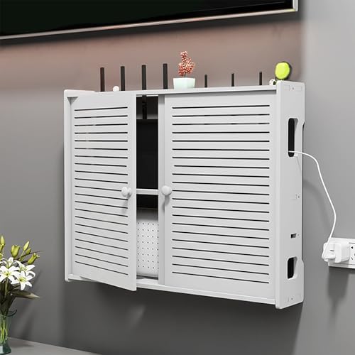 ZYZSY WiFi Router Aufbewahrungsbox, Wandmontiertes TV-Regal, Wand um den Router Ihren Kabelsalat in Stilvolleren Art und Weise zu Verstecken für Wohnzimmer Schlafzimmer(48 * 11 * 40cm/19 * 4 * 16in) von ZYZSY