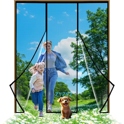 Magnet Fliegengitter Tür, 165x210cm Schwarz Doppeltür Magnetvorhang, Insektenschutz Balkontür, Stärkere Magneten Fliegengittertüren für Schiebetür, Kellertür und Terrassentür, zwei Öffnungen, Magnet Fliegengitter Tür, 165x210cm Schwarz Doppeltür Magnetvorhang, Insektenschutz Balkontür, Stärkere Magneten Fliegengittertüren für Schiebetür, Kellertür und Terrassentür, zwei Öffnungen, von ZYZYZ