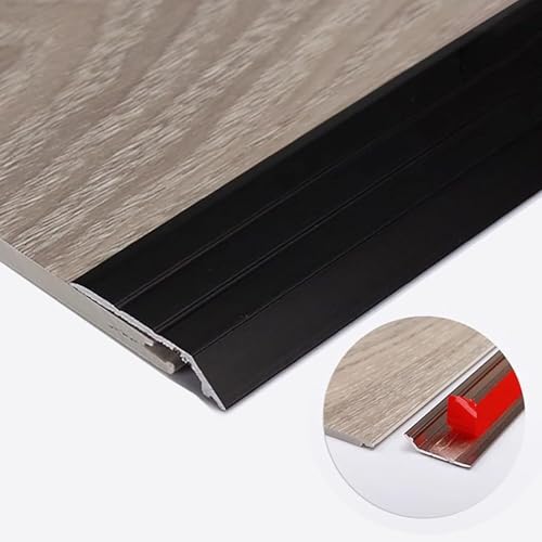 ZYinGgY 1 Stück Aluminium-Bodenübergangsleiste – Selbstklebende Kantenleiste for Glatte Oberflächenübergänge, Höhe 2–5 mm, 90 cm Länge(Black) von ZYinGgY