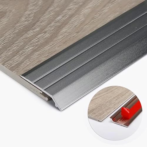 ZYinGgY 1 Stück Aluminium-Bodenübergangsleiste – Selbstklebende Kantenleiste for Glatte Oberflächenübergänge, Höhe 2–5 mm, 90 cm Länge(Gray) von ZYinGgY
