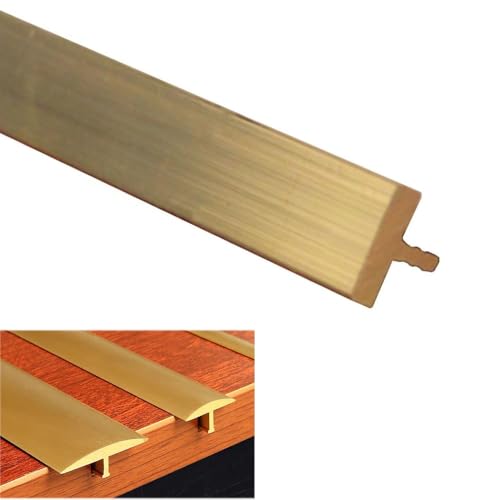 ZYinGgY 1 Stück Messing-Bodenübergangsleiste | T-Formteil | Zuschneidbare Vinyl-Holz-Teppichkantenleiste for Türen und Zimmereingänge(Wide 10mm (0.4")) von ZYinGgY