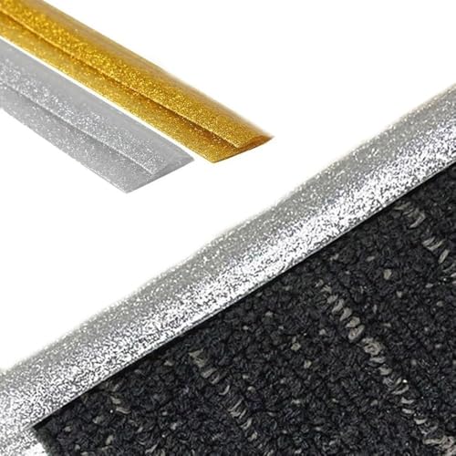 ZYinGgY 1 Stück PVC-Bodenübergangsstreifen – Flexible, zuschneidbare Teppichkantenbindung – Rutschfester Schwellenstreifen for Türen und Böden(Silver,Length 2m(6.5ft)) von ZYinGgY