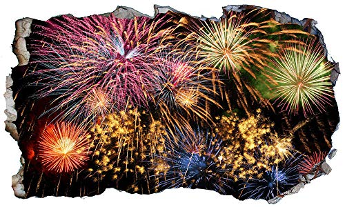 Wandtattoo - Feuerwerk Feuerwerk Silvester Magic Window Wall Art Selbstklebendes Vinyl 3D Aufkleber für die Wand - Wanddekoration - 80x125cm von ZYjdd