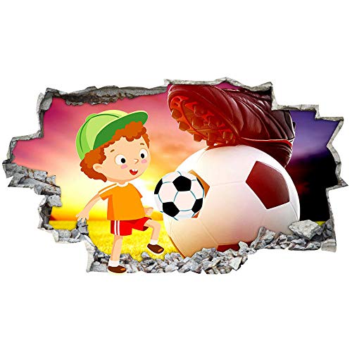 Wandtattoo - Fußball Sport Kind Jungen Coole Wandaufkleber Schlafzimmer Mädchen Jungen Wohnzimmer 3D Aufkleber für die Wand - Wanddekoration - 80x125cm von ZYjdd