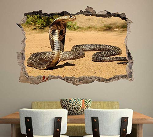 Wandtattoo - Kobra Schlange Reptil Zertrümmert Wandtattoo Grafik Aufkleber Kunstwandbild 3D Aufkleber für die Wand - Wanddekoration - 80x125cm von ZYjdd