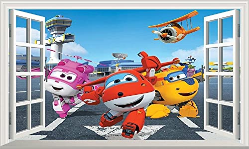 Wandtattoo - Super Wings Magic Fenster Wall Smash Art Selbstklebendes Vinyl V002 * 3D Aufkleber für die Wand - Wanddekoration - 80x125cm Wandtattoo - Super Wings Magic Fenster Wall Smash Art Selbstklebendes Vinyl V002 * 3D Aufkleber für die Wand - Wanddekoration - 80x125cm von ZYjdd