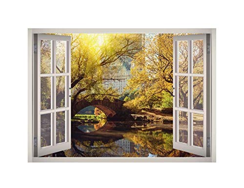 Wandtattoos - 3D -Central Park Fenster Wandtattoo Kunst Wandbild Wohnkultur Leinwand Vinyl- Poster Vinyl - 50x70 cm von ZYjdd