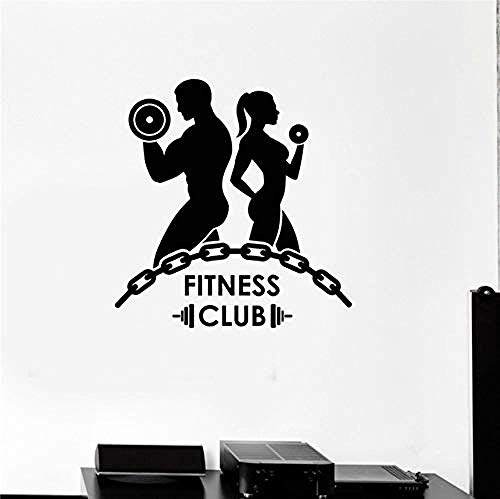 Aufkleber Fitness Vinyl Wandtattoo Fitness Club Bodybuilding Gym Motivation Sport Wandbild Wanddekoration Aufkleber 58x61cm PVC Vinyl Wandaufkleber Buchstabe schwarz von ZYkang