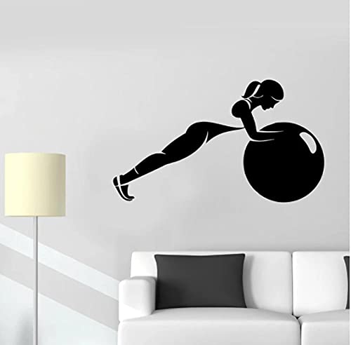 Fitness Mädchen Wandtattoo Training Sport Workout Tür Fenster Vinyl Aufkleber Gym Yoga Room Interior Decor Bodybuilding Wandbild 57x33 cm von ZYkang