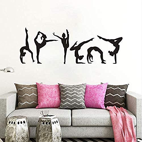 Gymnastik Mädchen Wandaufkleber Sport PVC Wandtattoo Gymnastik Silhouette Wandplakat Home Deocoration Mädchen Zimmer Wandgröße 57X20Cm von ZYkang