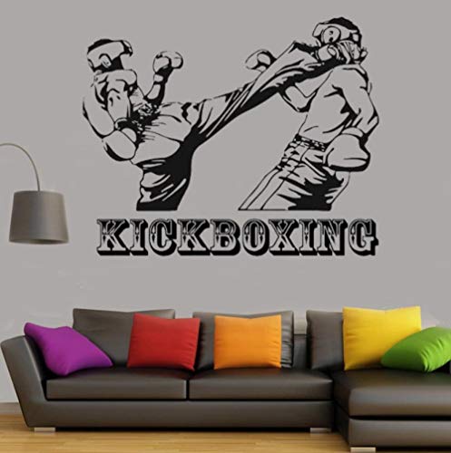 Kickboxen Box Sport Wandtattoo Kick Wettbewerb Raumdekoration Kunst Wandbild Wasserdicht Abnehmbare Vinyl DIY Wandaufkleber 52x42cm von ZYkang