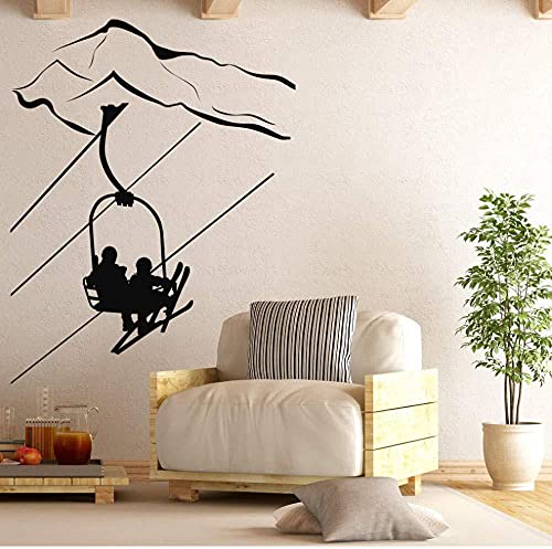 Wandtattoo Skifahrer Skilift Stuhl Berg Wandaufkleber Wintersport Abfahrt Ski Zeichen Vinyl Home Schlafzimmer Dekor Wandbild 54X42 CM Bkv0 von ZYkang