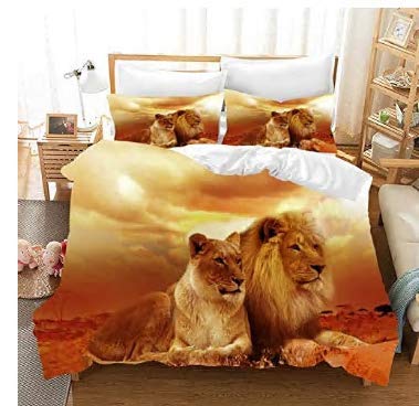 Der König der Löwen 3D Bettwäsche Set Bettbezüge Kissenbezüge Lion Simba Kinder Zimmer Dekor Tröster Bettwäsche-Sets Bettwäsche Bettwäsche (4,135x200cm) von ZZASYN