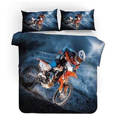 ZZASYN Motorrad Bettwäsche 3D Bettbezüge Kissenbezüge Isle of Man TT Motocross Racing Tröster Bettwäsche-Sets Bettwäsche Bettwäsche (1,135x200cm) von ZZASYN