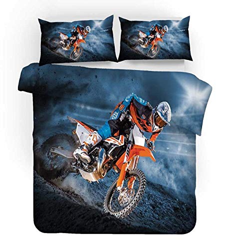 ZZASYN Motorrad Bettwäsche 3D Bettbezüge Kissenbezüge Isle of Man TT Motocross Racing Tröster Bettwäsche-Sets Bettwäsche Bettwäsche (1,180x210cm) von ZZASYN