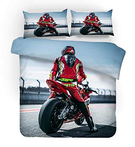 ZZASYN Motorrad Bettwäsche 3D Bettbezüge Kissenbezüge Isle of Man TT Motocross Racing Tröster Bettwäsche-Sets Bettwäsche Bettwäsche (5,135x200cm) von ZZASYN