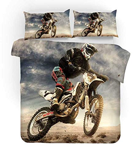 ZZASYN Motorrad Bettwäsche 3D Bettbezüge Kissenbezüge Isle of Man TT Motocross Racing Tröster Bettwäsche-Sets Bettwäsche Bettwäsche (7,135x200cm) von ZZASYN