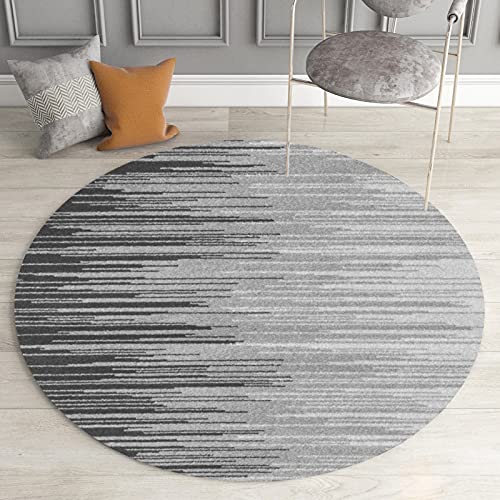 Grau Nordic Area Teppiche 80 cm 100 cm 120 cm 140 cm 160 cm 180 cm 200 cm Runde Teppich für Wohnzimmer Schlafzimmer Home Boden Rutschfeste Matten Weiche Yoga Matte ( Size : Durchmesser 100cm ) von ZZBBZZ-YJ
