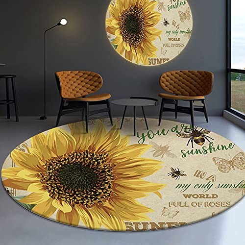 Moderne gelbe runde Fläche Teppiche 80 cm 100 cm 120 cm 140 cm 160 cm 180 cm 200 cm wohnzimmer schlafzimmer schlafen groß teppich hängende korb stühle matte yoga matte ( Size : Durchmesser 100cm ) von ZZBBZZ-YJ