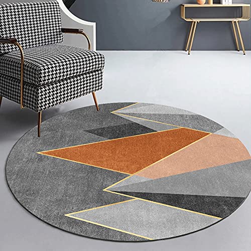 Moderner Bereich Teppiche Runder Teppich für Wohnzimmer Schlafzimmer oder Küche, Orange / Grau - 80cm 100 cm 120 cm 140 cm 160 cm 180 cm 200 cm Hängende Korb Stuhlmatten ( Size : Durchmesser 180cm ) von ZZBBZZ-YJ