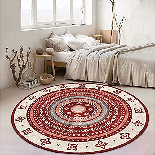 Retro Gebiet Teppiche 80 cm 100 cm 120 cm 140 cm 160 cm 200 cm 250 cm 300 cm Runde Teppich für Wohnzimmer Schlafzimmer Home Boden Rutschfeste Matten Weiche Yoga Matte ( Size : Durchmesser 120cm ) von ZZBBZZ-YJ