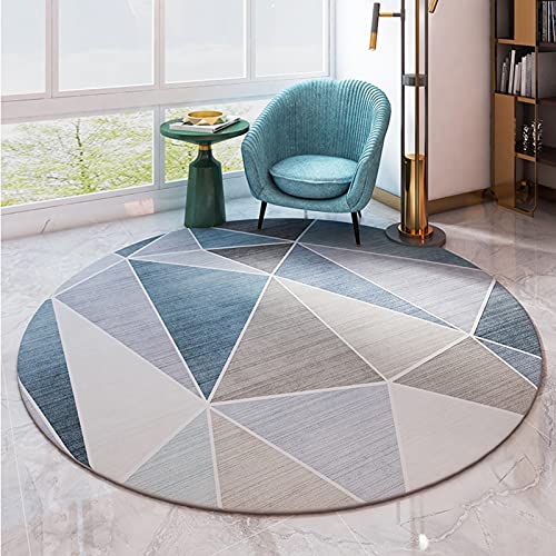 ZZBBZZ-YJ Geometrie Musterbereich Teppiche Runder Teppich für Wohnzimmer Schlafzimmer oder Küche, blau/grau 80cm 100 cm 120 cm 140 cm 160cm 180 cm 200 cm (Size : Durchmesser 120cm) von ZZBBZZ-YJ