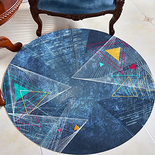 ZZBBZZ-YJ Geometrie blau Rundfläche Teppiche Rundteppiche für Wohnzimmer Schlafzimmer Balkon Rug Etage Decor MAT 80 cm 100 cm 120 cm 140 cm 160 cm 180 cm 200 cm (Size : Durchmesser 200cm) von ZZBBZZ-YJ