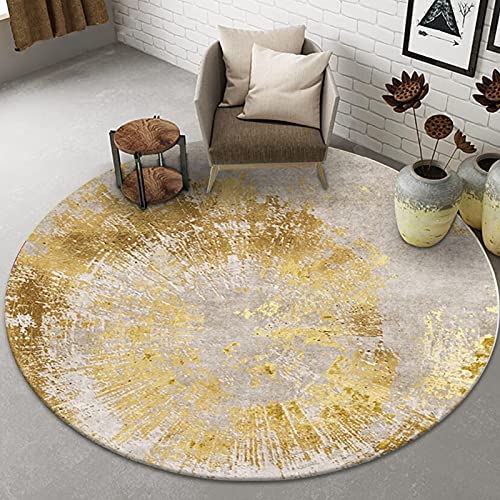 ZZBBZZ-YJ Moderner Bereich Teppiche Runder Teppich für Wohnzimmer Schlafzimmer oder Küche, Gelb/Grau - 80cm 100 cm 120 cm 140 cm 160cm 180 cm 200cm Dressing Tisch Matte (Size : Durchmesser 120cm) von ZZBBZZ-YJ