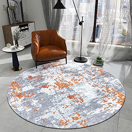 ZZBBZZ-YJ Orange graue und weiße Fläche Teppiche Runder Teppich 100cm 120cm 140cm 160cm 200cm, waschbar Innenraummatte für Wohnzimmer, Schlafzimmer, Spielzimmer (Size : Durchmesser 100cm) von ZZBBZZ-YJ