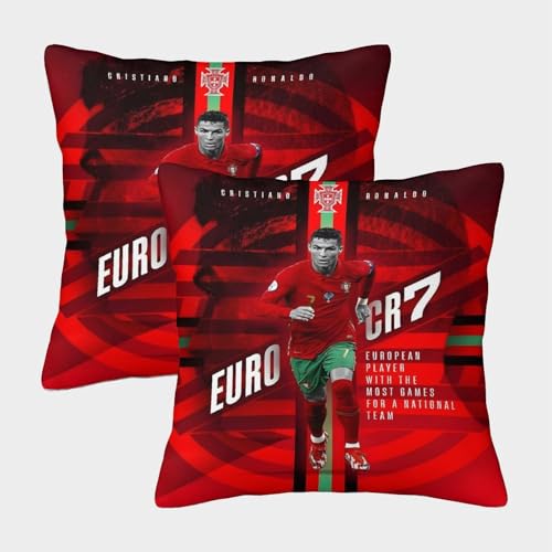 ZZBNECAKE Ronaldo 2er Set Kissen Bezug - Fußball Coole Kissenbezug Für Sofa Stuhl Bett Auto Büro Dekor - Geburtstag Geschenk Für Ehemann Freund Freundin 40x40cm von ZZBNECAKE