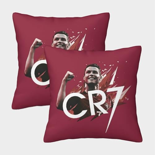 ZZBNECAKE Ronaldo 2er Set Kissen Bezug - Fußball Sofakissen Bezug Für Sofa Auto Büro Stuhl Bett Dekor - Geburtstag Geschenk Für Sohn Tochter Enkel Enkelin 40x40cm von ZZBNECAKE